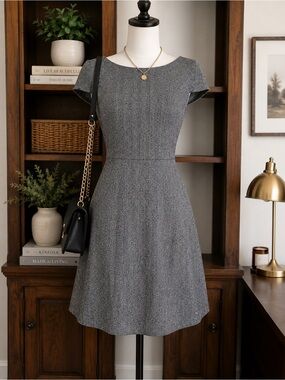 Alice + Olivia Herringbone Dress Women's S Tweed Fit Flare Career Mini Business